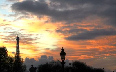 Paris Sunset at Place de la Concorde and Eiffel Tower
