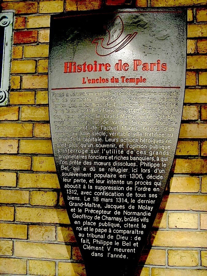 enclos du Temple Plaque