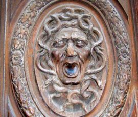 Paris Door from the 1600's; Medusa head by Renaudin; 47 rue Vieille-du-Temple